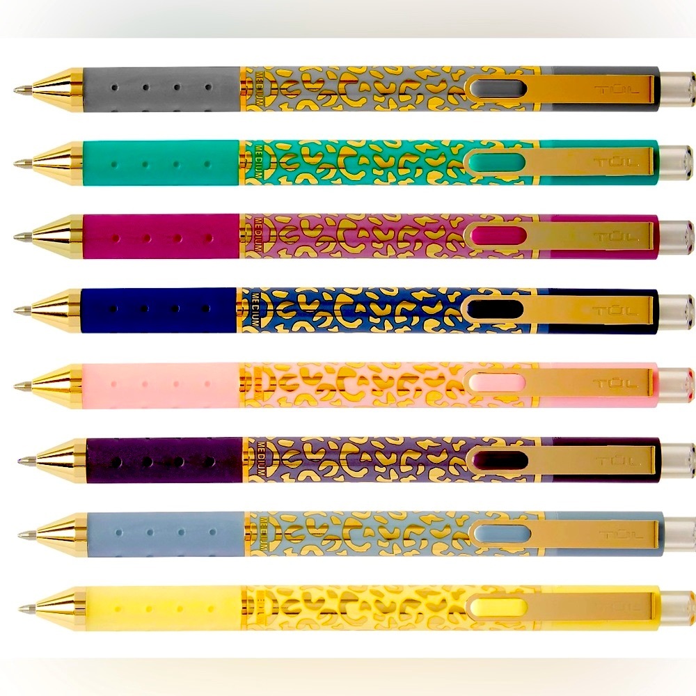 TUL Limited Edition Metallic Brights Leopard Print Retractable Gel Pens Medium